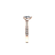 Bague de mariage diamant naturel poire et diamants naturels ronds 1.20 carat or rose Noémie